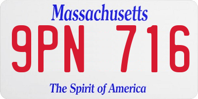 MA license plate 9PN716