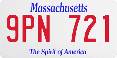 MA license plate 9PN721