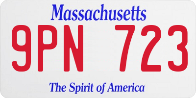 MA license plate 9PN723
