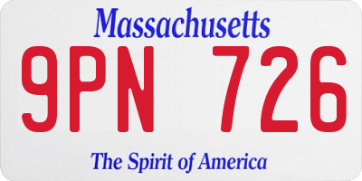 MA license plate 9PN726