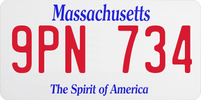 MA license plate 9PN734