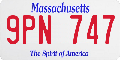 MA license plate 9PN747