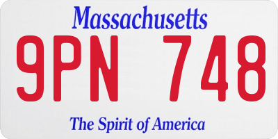 MA license plate 9PN748