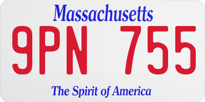 MA license plate 9PN755