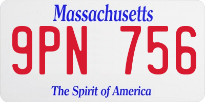 MA license plate 9PN756