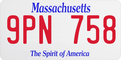 MA license plate 9PN758