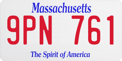 MA license plate 9PN761
