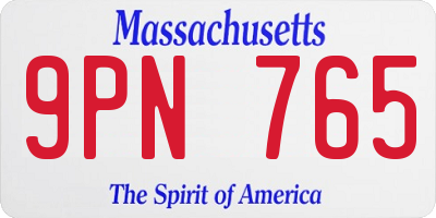 MA license plate 9PN765