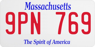 MA license plate 9PN769