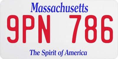 MA license plate 9PN786