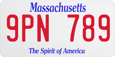 MA license plate 9PN789
