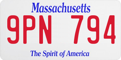 MA license plate 9PN794