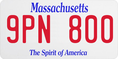 MA license plate 9PN800