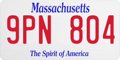 MA license plate 9PN804