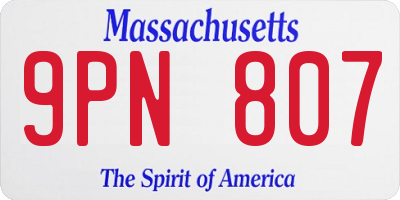 MA license plate 9PN807