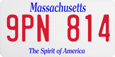 MA license plate 9PN814