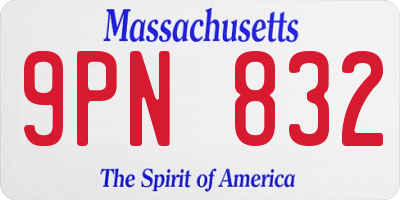 MA license plate 9PN832