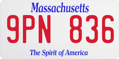 MA license plate 9PN836