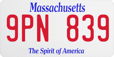 MA license plate 9PN839
