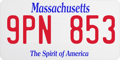 MA license plate 9PN853