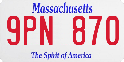 MA license plate 9PN870
