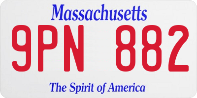 MA license plate 9PN882