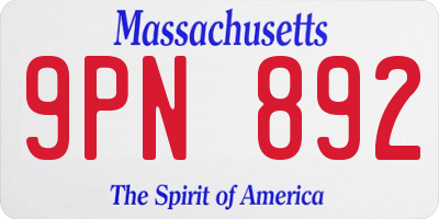 MA license plate 9PN892