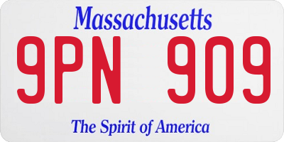 MA license plate 9PN909