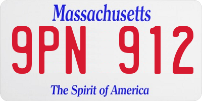 MA license plate 9PN912