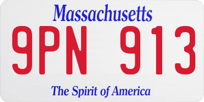 MA license plate 9PN913