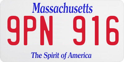 MA license plate 9PN916