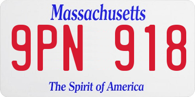 MA license plate 9PN918