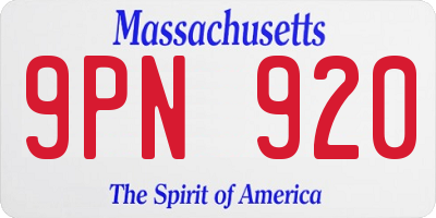 MA license plate 9PN920