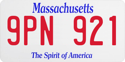MA license plate 9PN921