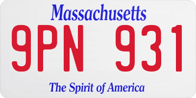 MA license plate 9PN931