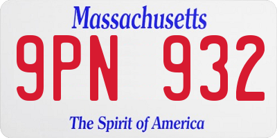 MA license plate 9PN932
