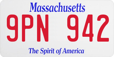 MA license plate 9PN942