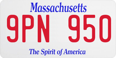MA license plate 9PN950