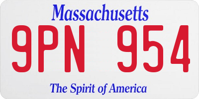 MA license plate 9PN954