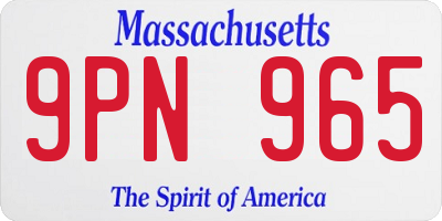 MA license plate 9PN965