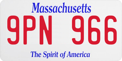 MA license plate 9PN966