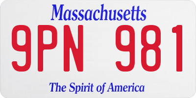 MA license plate 9PN981