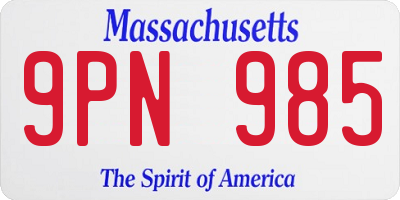 MA license plate 9PN985
