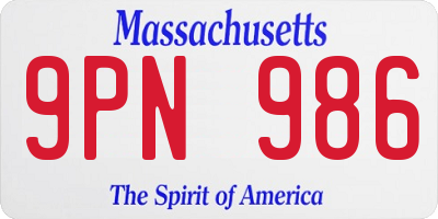 MA license plate 9PN986