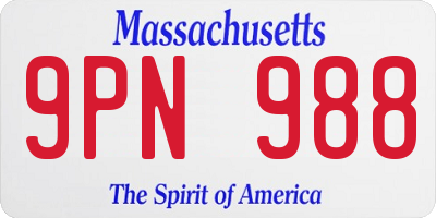 MA license plate 9PN988