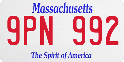 MA license plate 9PN992