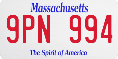 MA license plate 9PN994