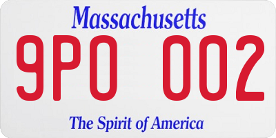 MA license plate 9PO002