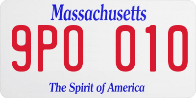 MA license plate 9PO010