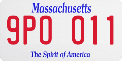 MA license plate 9PO011